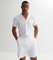 New Look White Waffle Drawstring Shorts